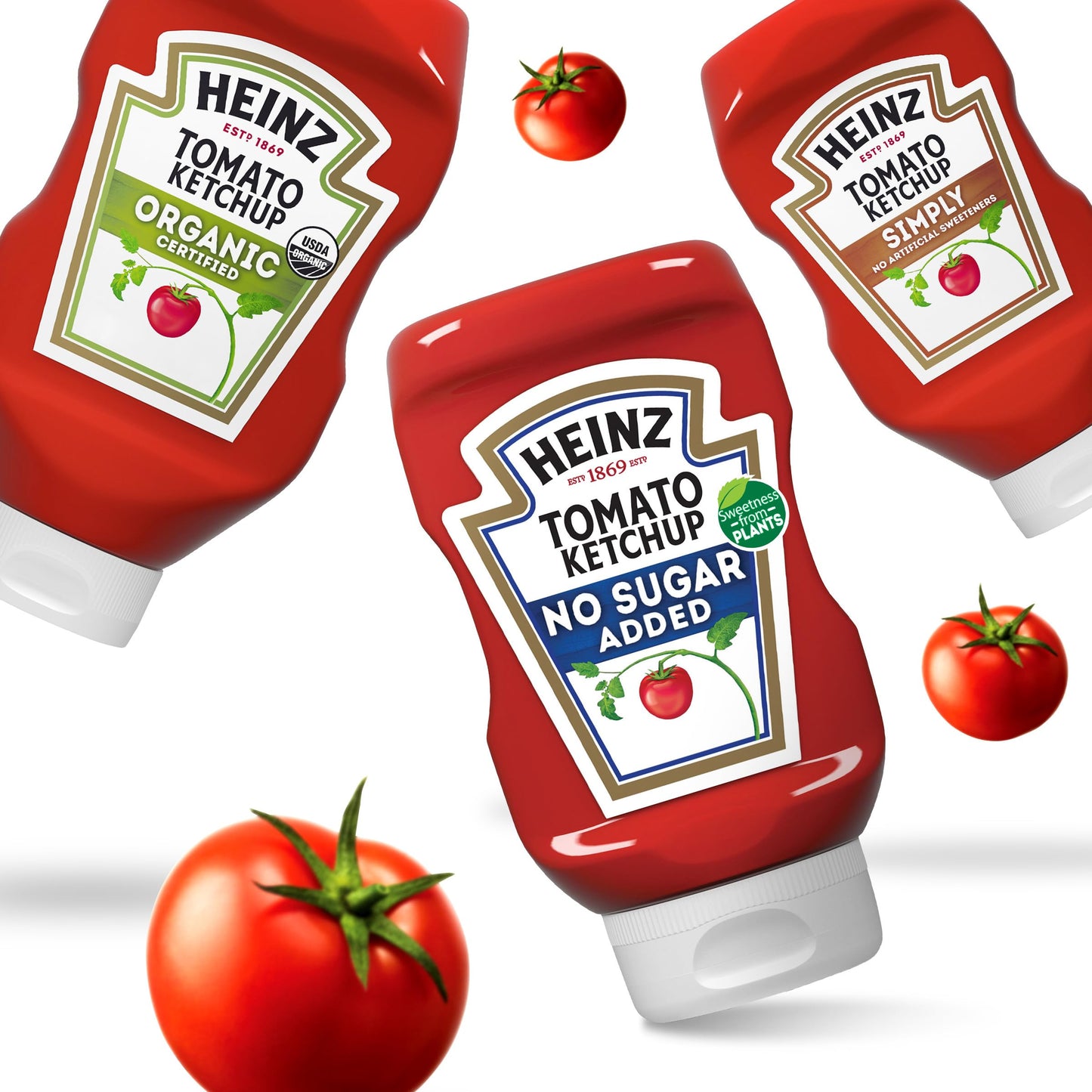 Heinz Tomato Ketchup with No Sugar Added, 13 oz Bottle