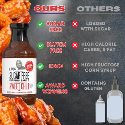 G Hughes Sugar Free, Sweet Chili Sauce - Gluten Free Dipping Sauces, Sugar Free Sauce, No Sugar Hot Sauce, Low Carb Red Chili Sauce, Spicy Chili Sauce - 18 oz (3 Pack)