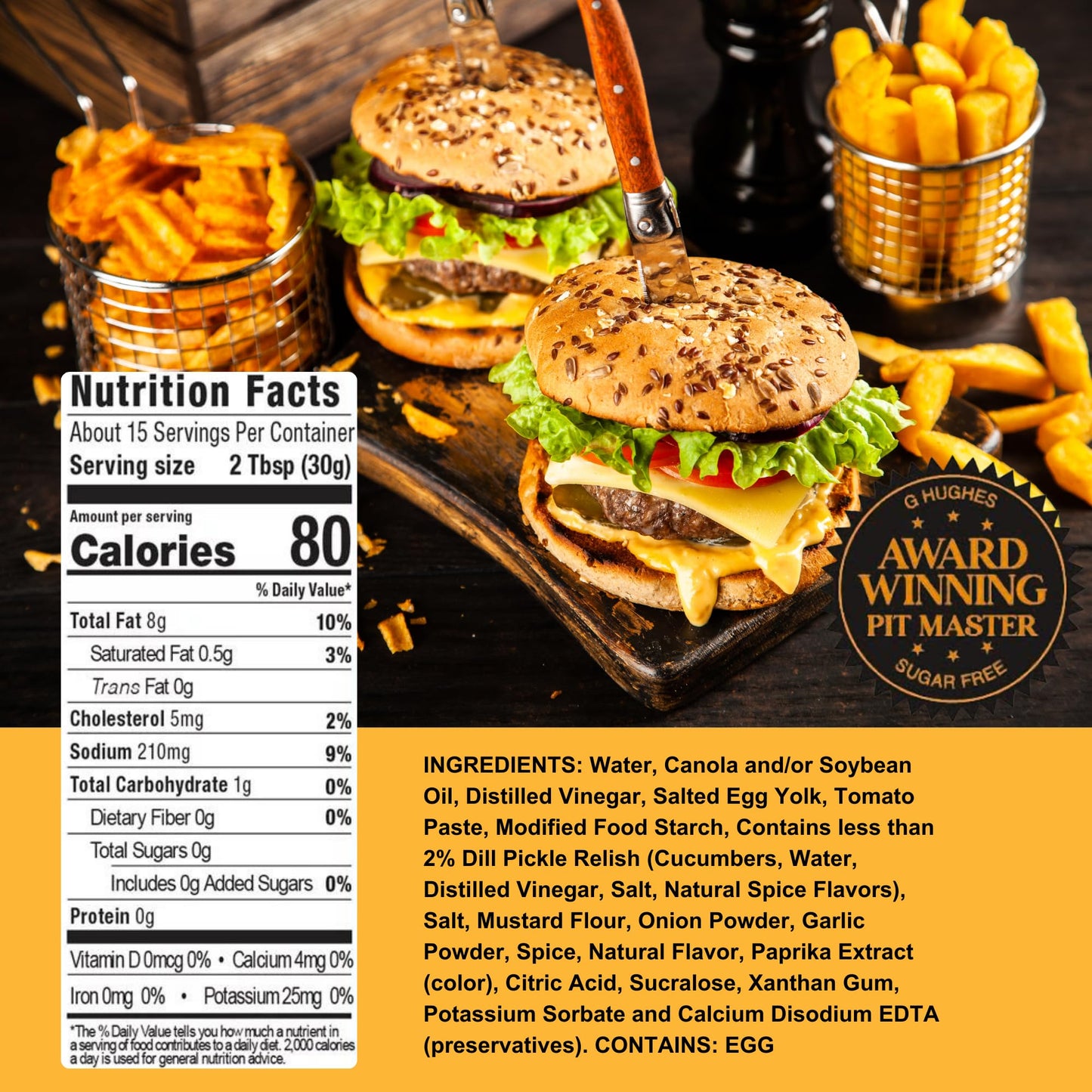G Hughes Sugar Free Burger Secret Sauce - Sugar Free Burger Sauce, Special Sauce for Burgers, Gluten Free Hamburger Sauce, Sugar Free Dipping Sauces - 16 Oz (3-Pack)
