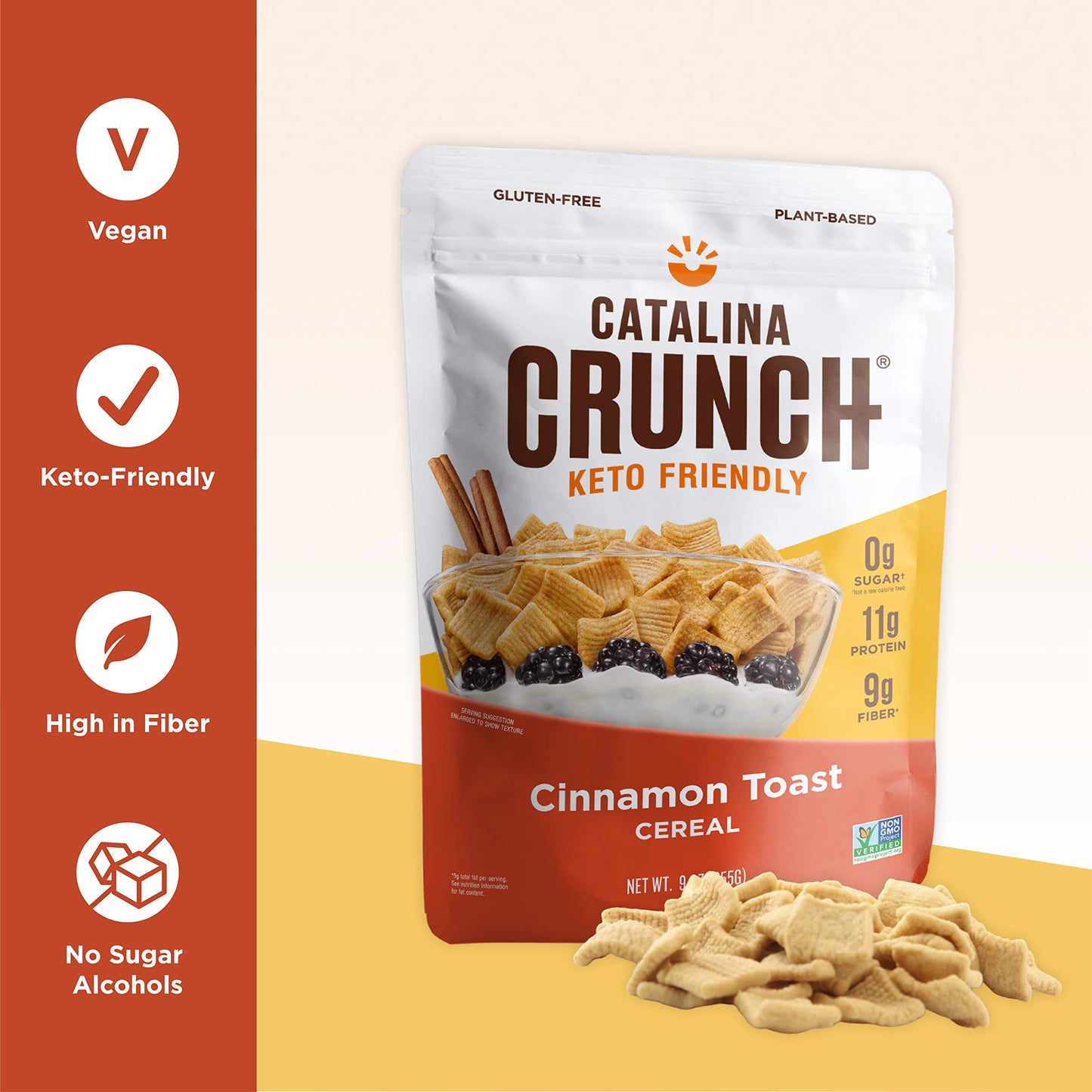 Catalina Crunch Cinnamon Toast Cereal | Low Carb, Sugar Free, Gluten Free | Vegan, Plant Based Protein | Breakfast Protein Cereals | Keto Friendly Food
