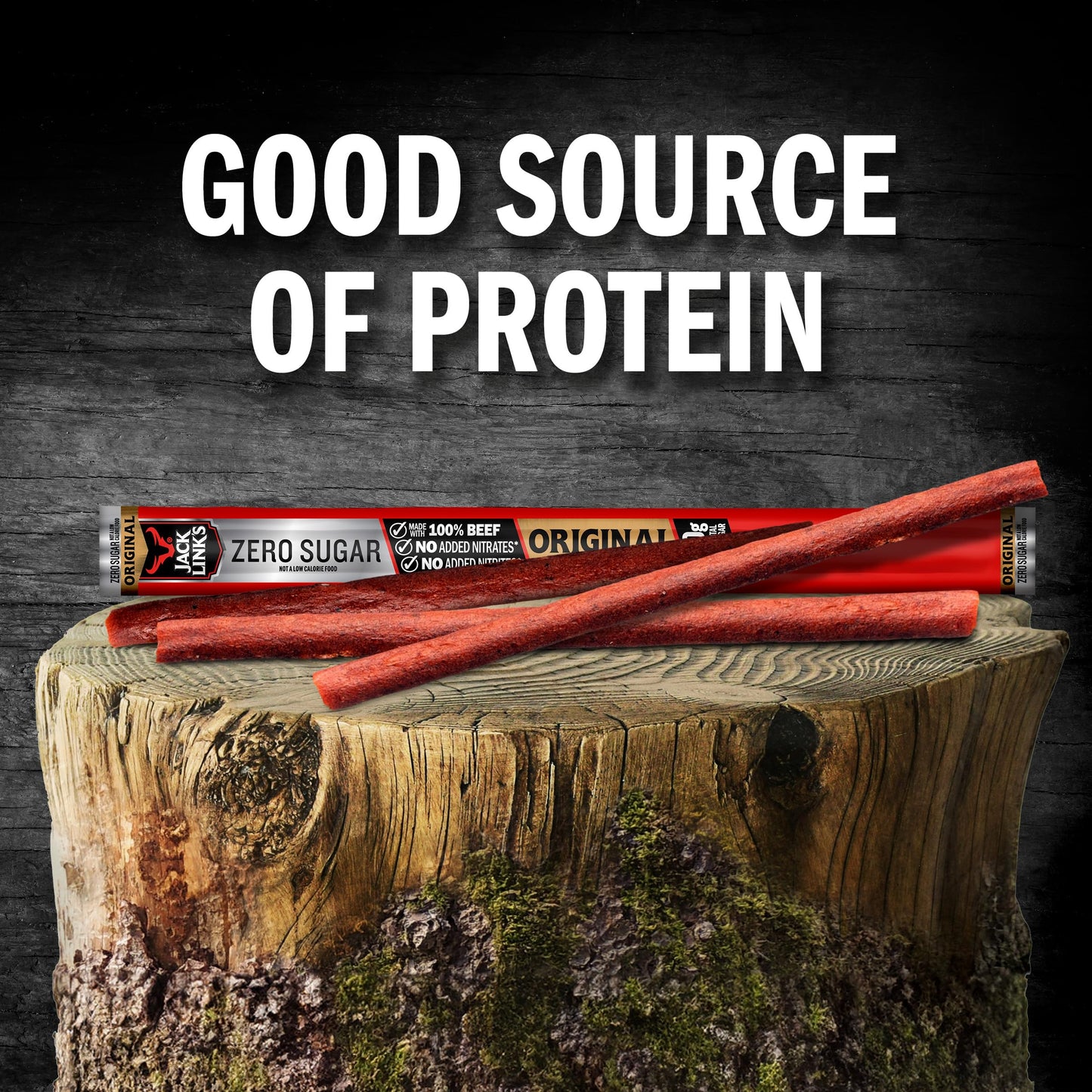 Jack Link's Beef Sticks, Original Zero Sugar – Protein Snack, Meat Stick with 6g of Protein, Meat Snack Sticks Made with 100% Beef, Keto & Paleo Diet Ready, Individually Wrapped – 0.92 Oz. (20 Count)